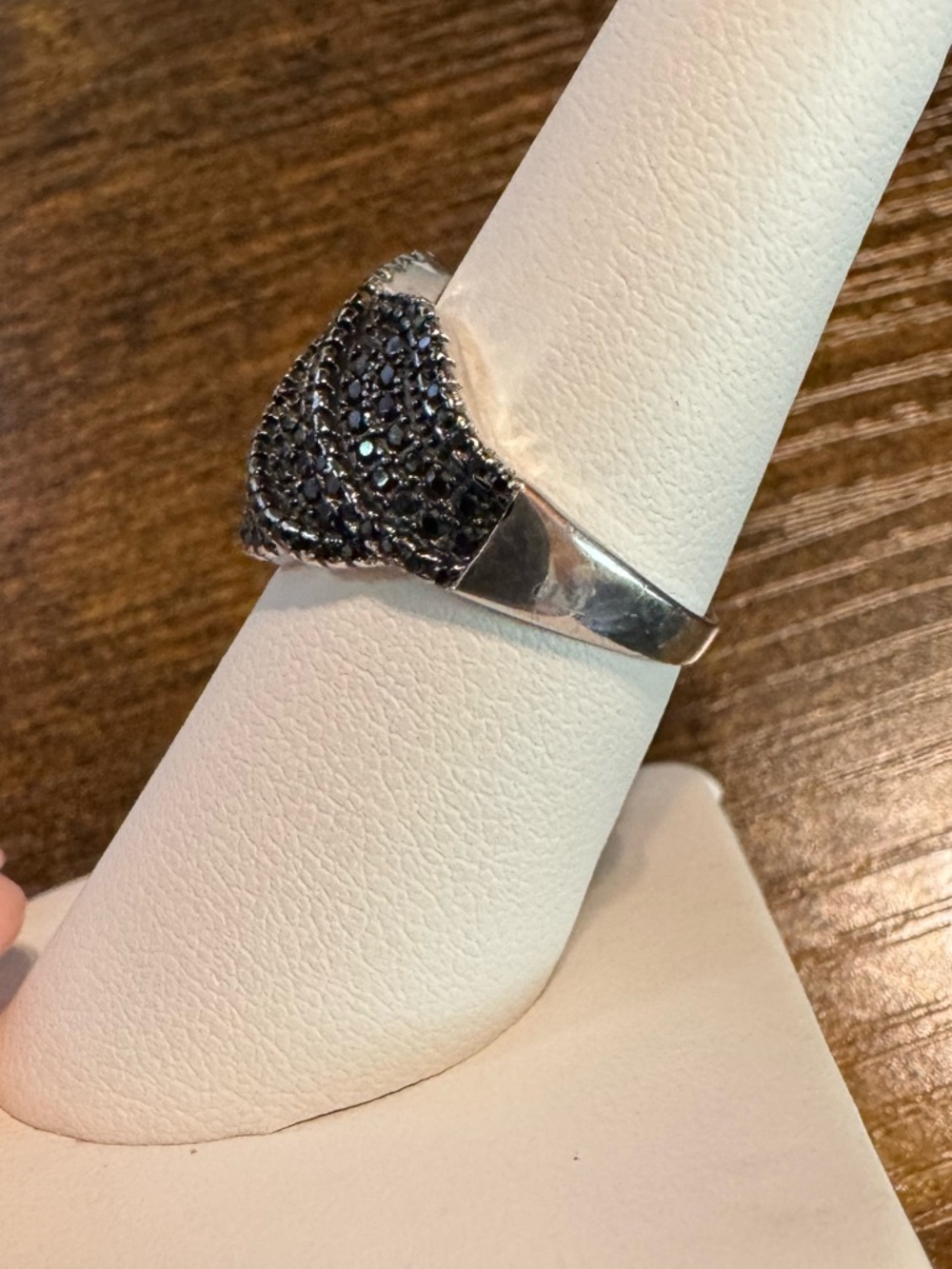 Black Pavé Knot Ring 925 Sterling Silver CZ Statement Ring Size 8 - Picture 2 of 8